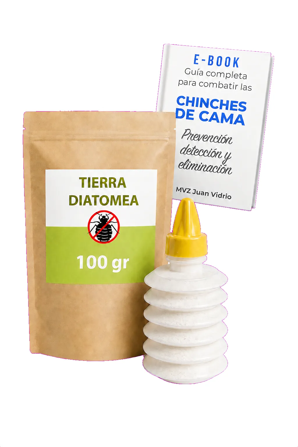 Kit de tierra de diatomeas con aplicador y la guía para combatir chinches de cama